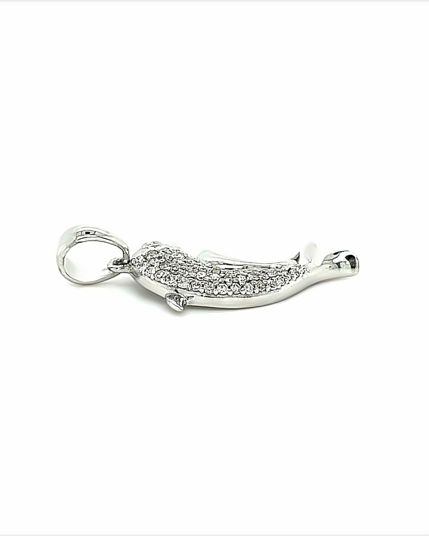 14KT WHITE GOLD DIAMOND DOLPHINS PENDANT