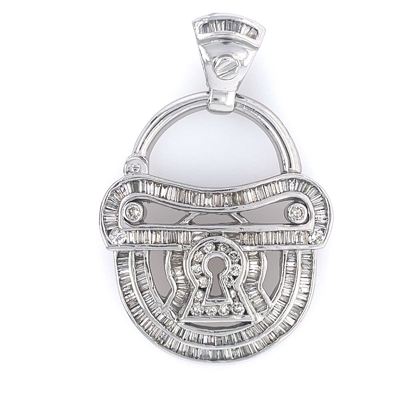 14KT WHITE GOLD DIAMOND LOCK PENDANT
