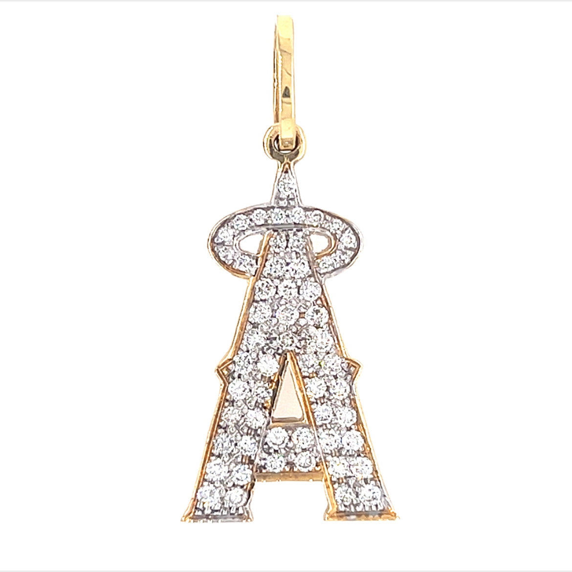 14KT YELLOW GOLD DIAMOND LETTER "A" PENDANT