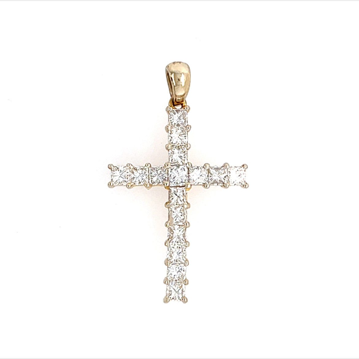 18KT YELLOW GOLD DIAMOND CROSS PENDANT