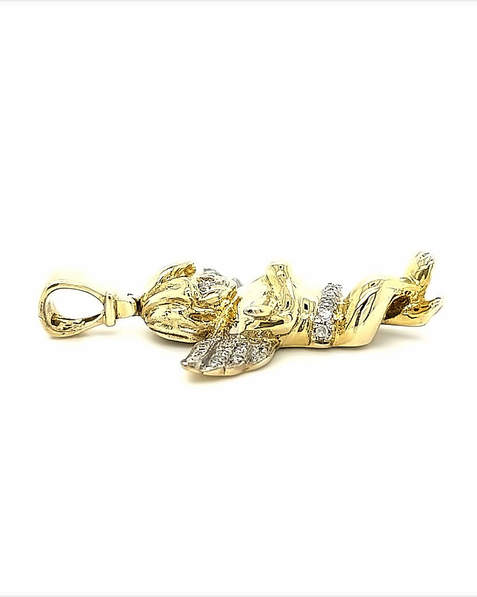 10KT YELLOW GOLD DIAMOND ANGEL CHARM
