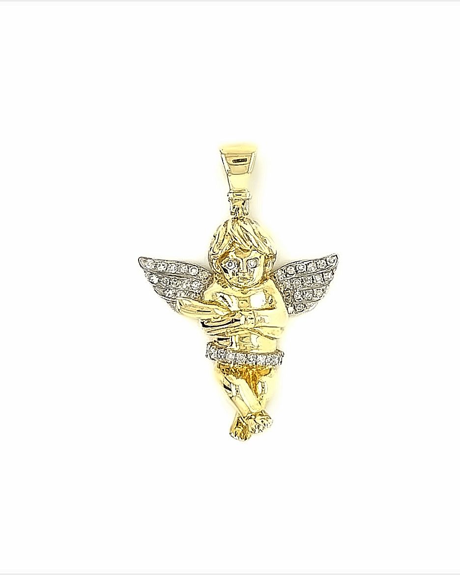10KT YELLOW GOLD DIAMOND ANGEL CHARM