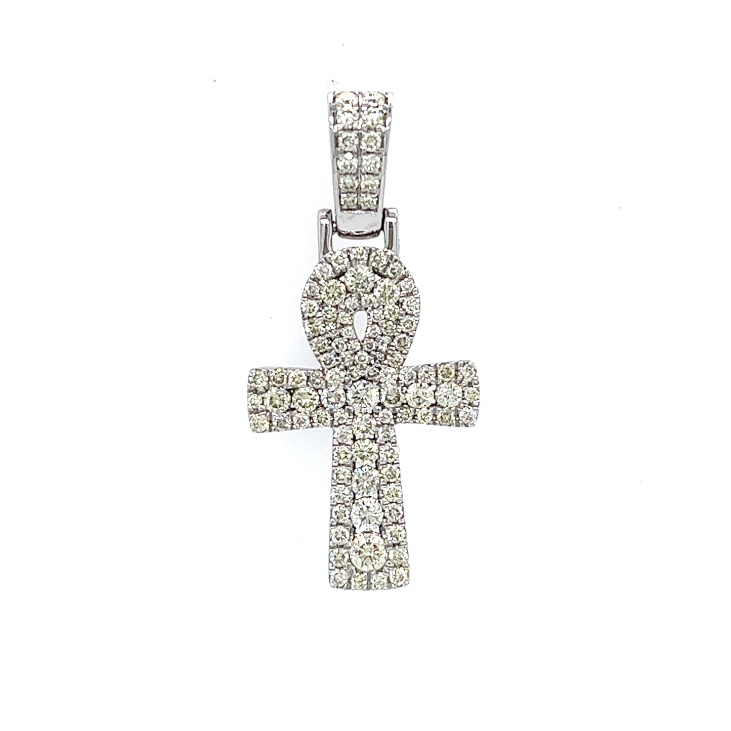 14KT WHITE GOLD DIAMOND ANKH CHARM