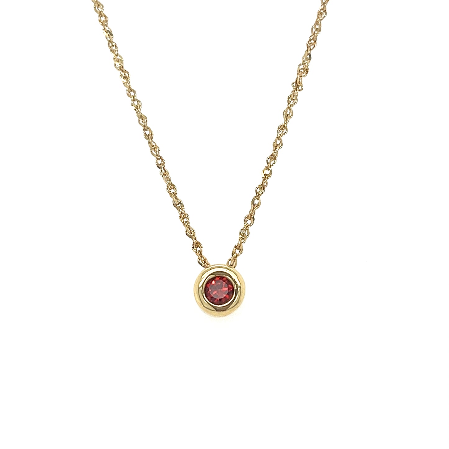 14KT YELLOW GOLD GARNET BEZEL PENDANT