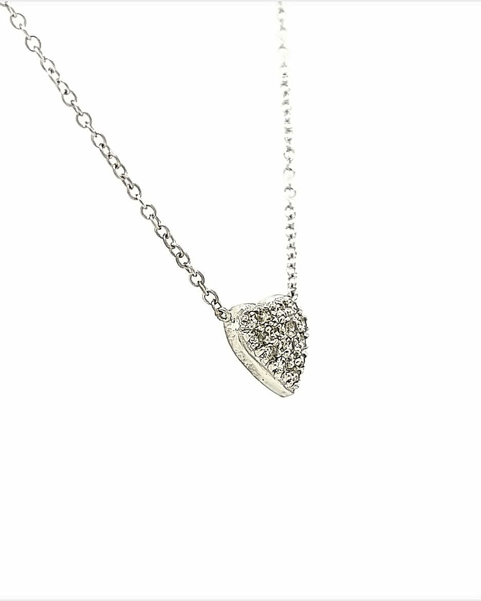 14KT WHITE GOLD DIAMOND HEART PENDANT