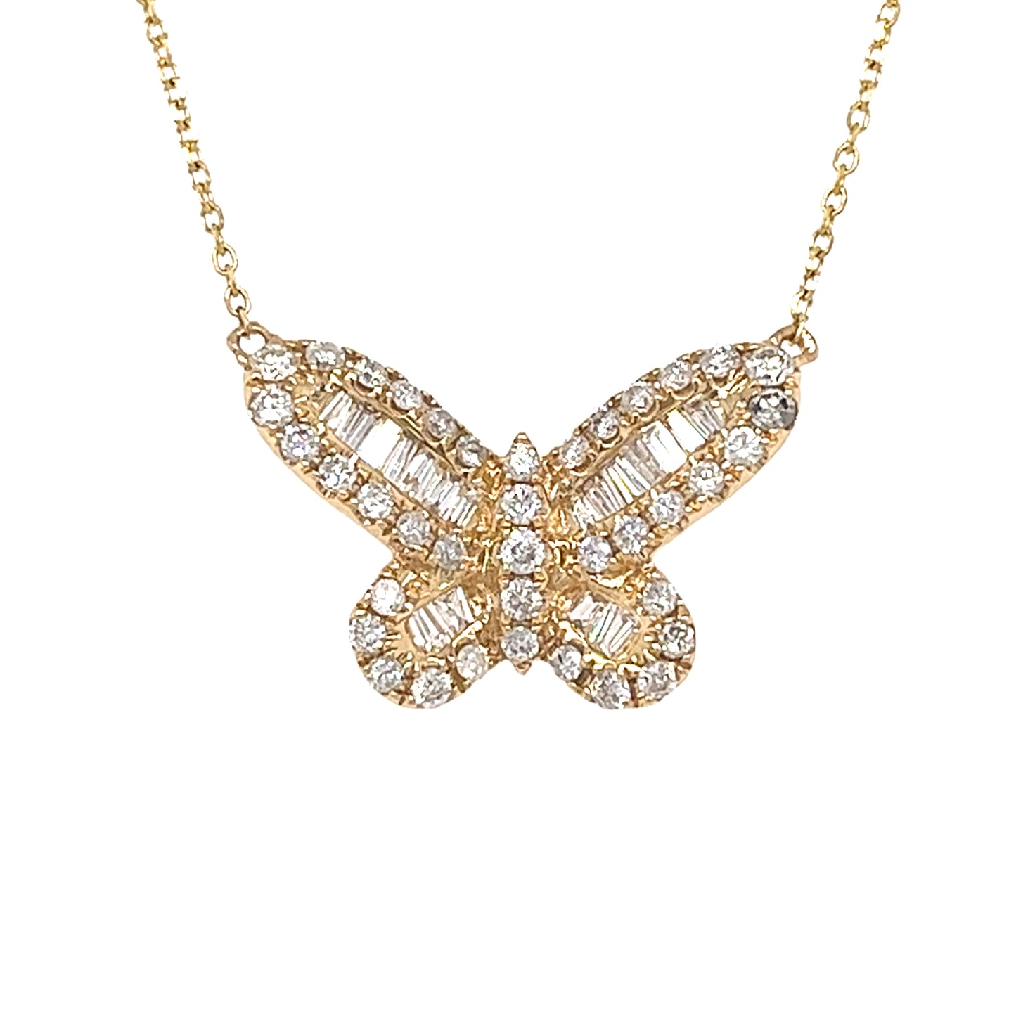 14KT YELLOW GOLD DIAMOND BUTTERFLY PENDANT