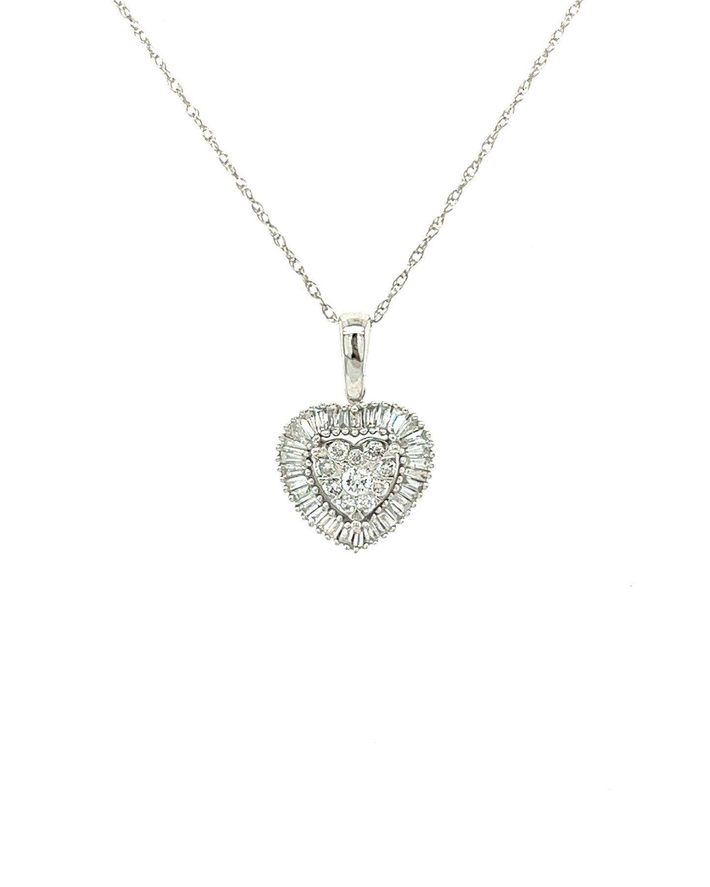14KT WHITE GOLD DIAMOND HEART PENDANT