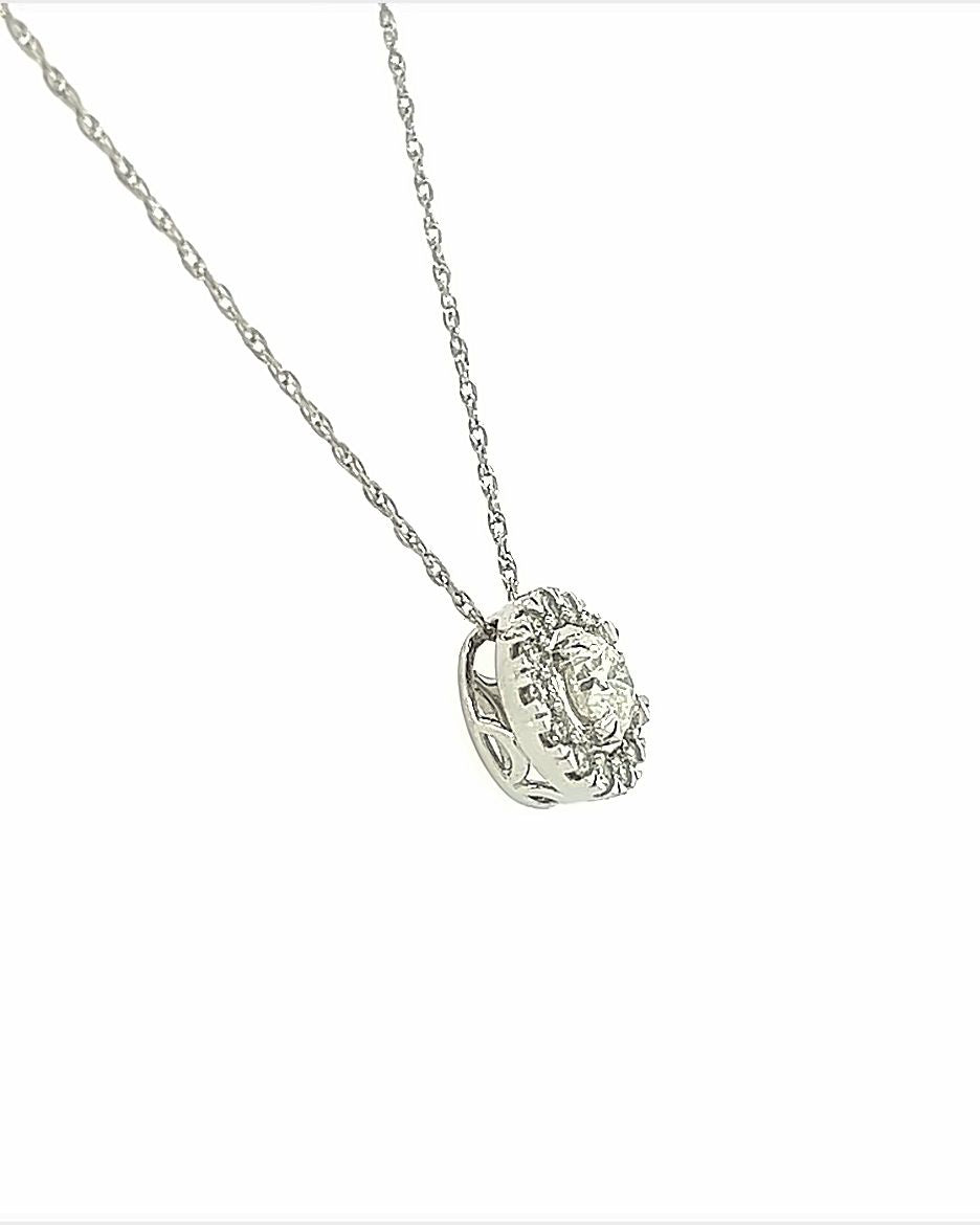 14KT WHITE GOLD ROUND DIAMOND PENDANT