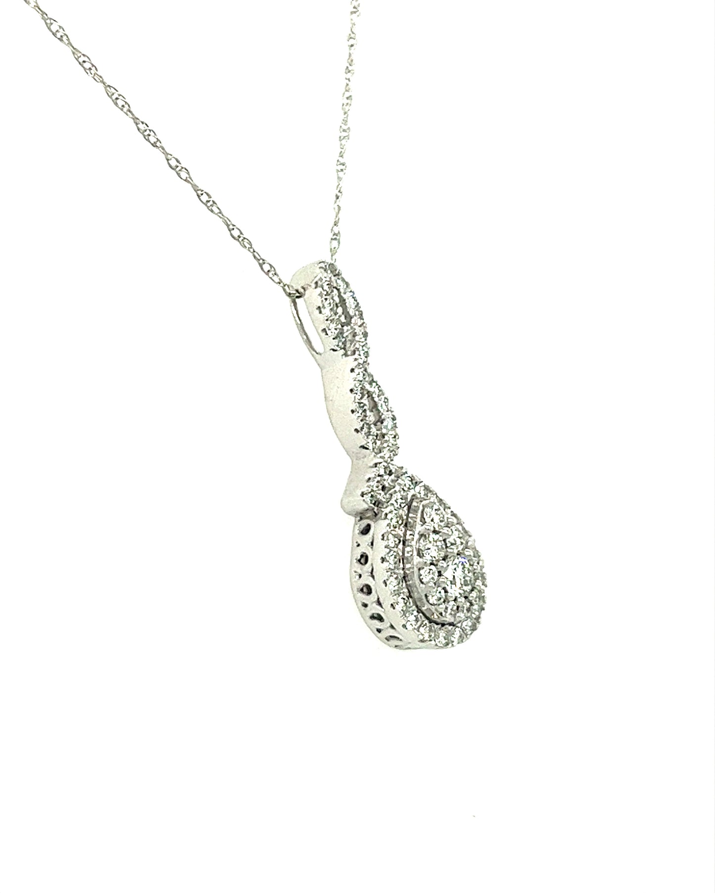 14KT WHITE GOLD DIAMOND INFINITY DROP PENDANT
