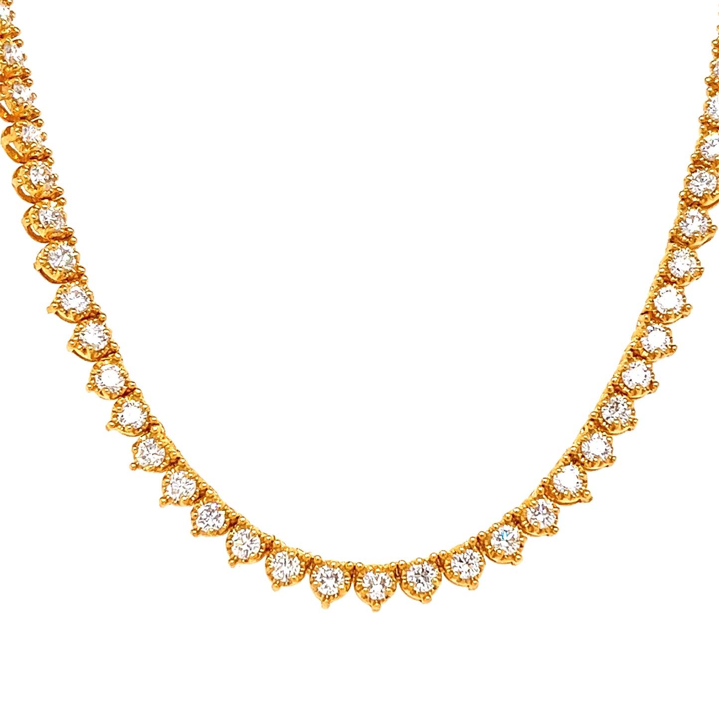 14KT YELLOW GOLD DIAMOND TENNIS NECKLACE 18.5"