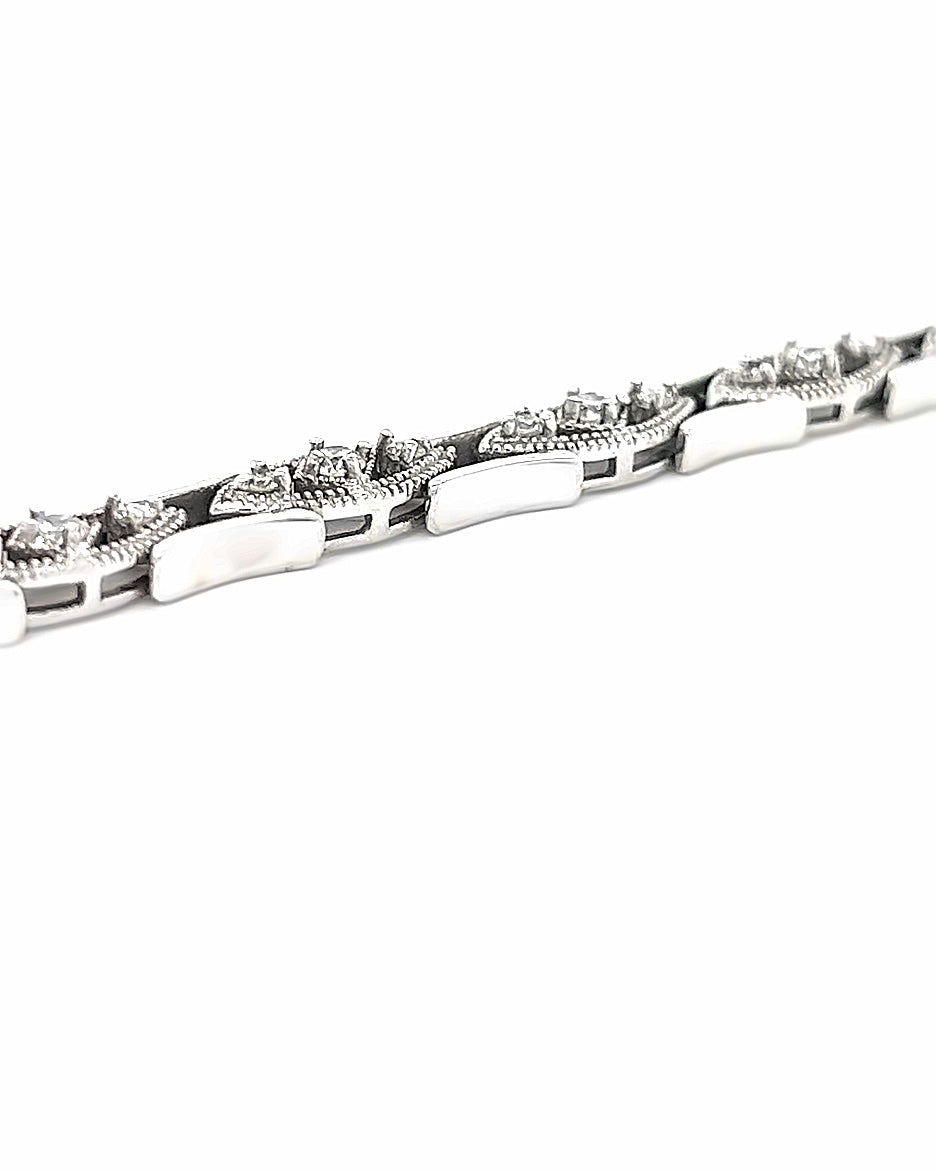 14KT WHITE GOLD DIAMOND BRACELET FILIGREE