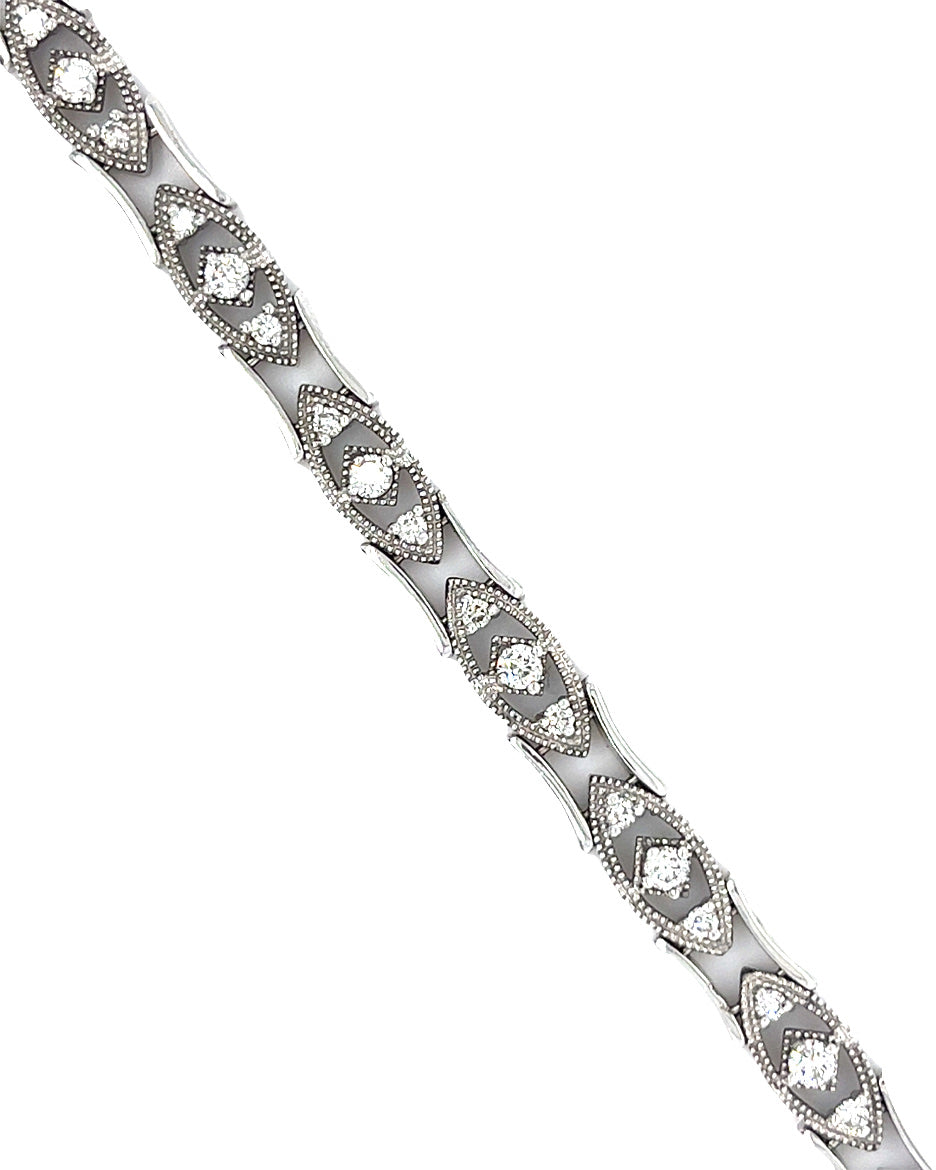 14KT WHITE GOLD DIAMOND BRACELET FILIGREE