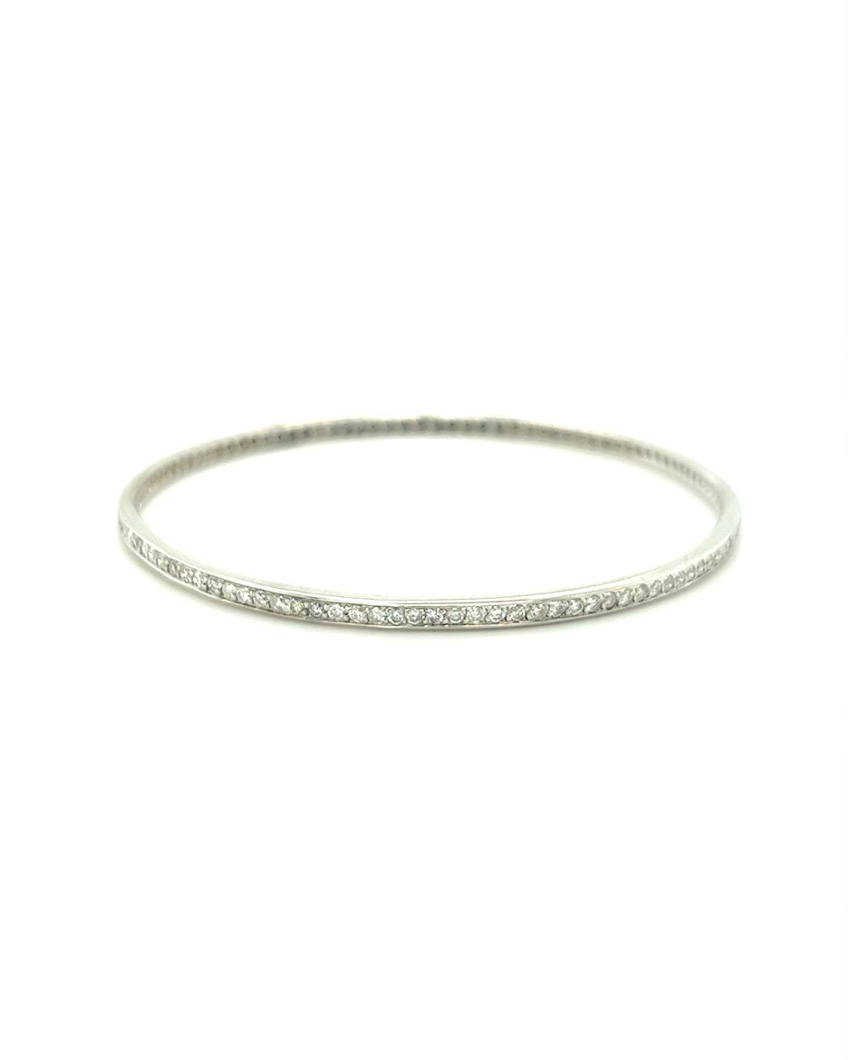 14KT WHITE GOLD DAINTY BRILLIANT DIAMOND BANGLE