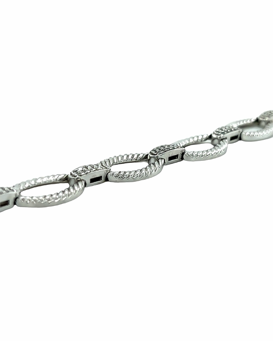 14KT WHITE GOLD ROPE STYLE WITH DIAMOND BRACELET