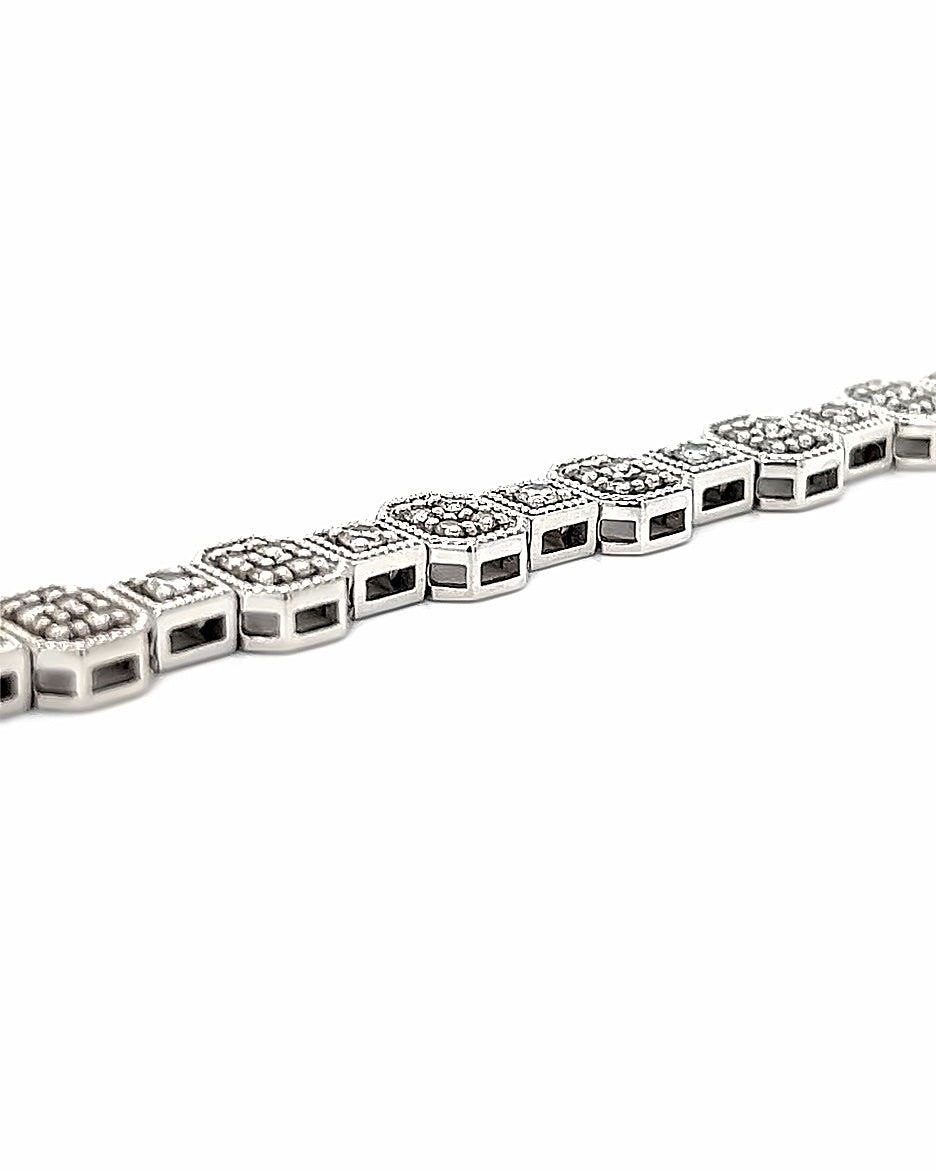 14KT WHITE GOLD DIAMOND BRACELET FILIGREE STYLE