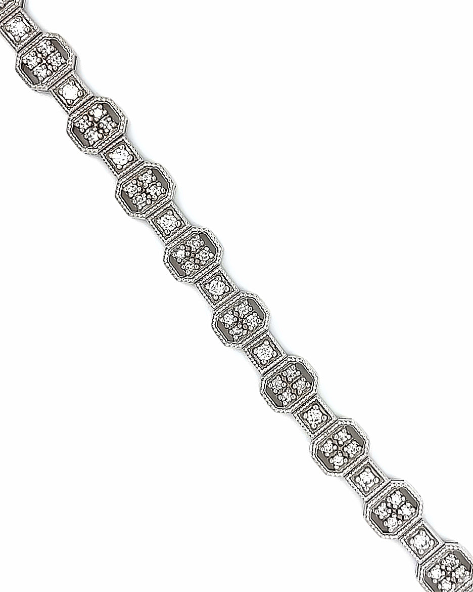 14KT WHITE GOLD DIAMOND BRACELET FILIGREE STYLE