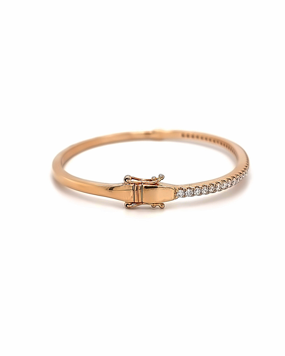 14KT ROSE GOLD HALFWAY DIAMOND BANGLE