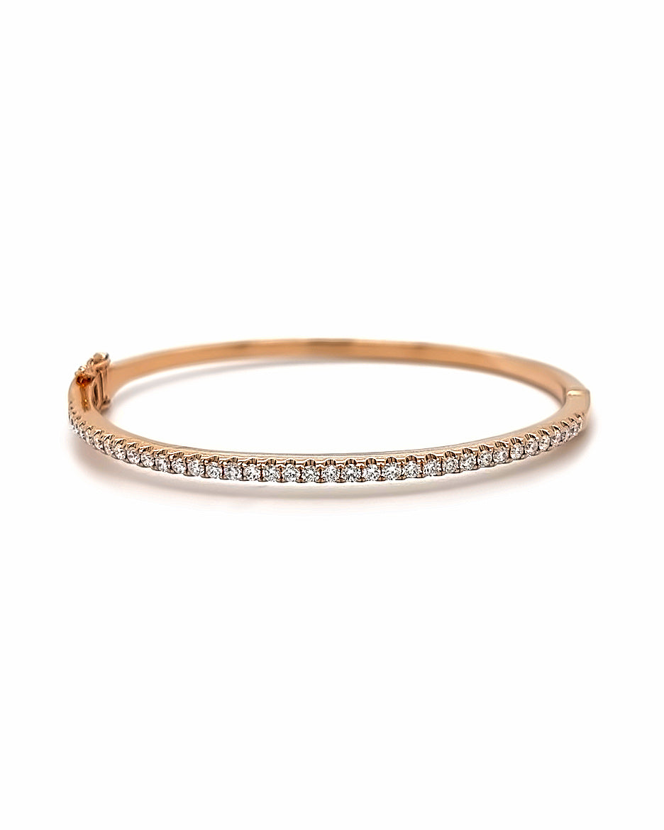 14KT ROSE GOLD HALFWAY DIAMOND BANGLE