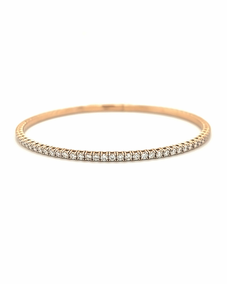 14KT ROSE GOLD DAINTY HALFWAY DIAMOND BANGLE