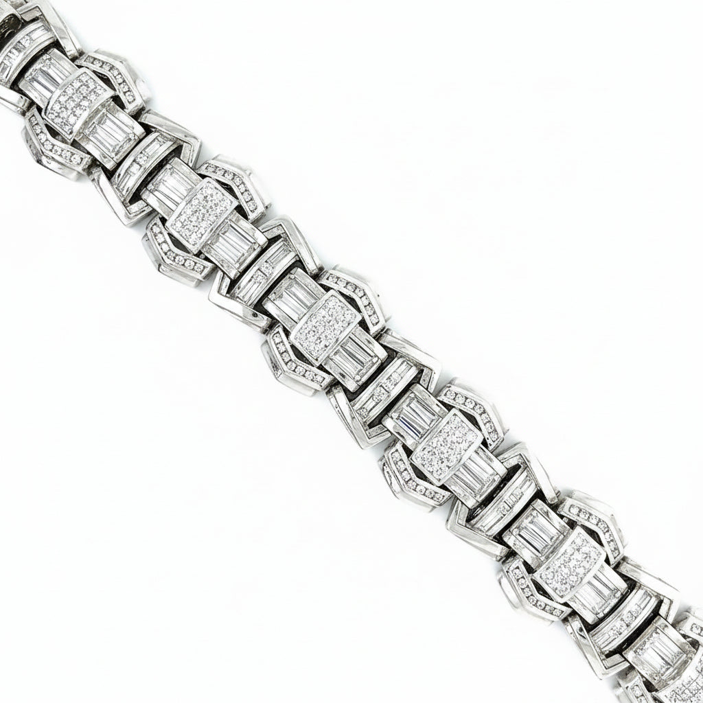 14KT WHITE GOLD DIAMOND MEN'S BRACELET