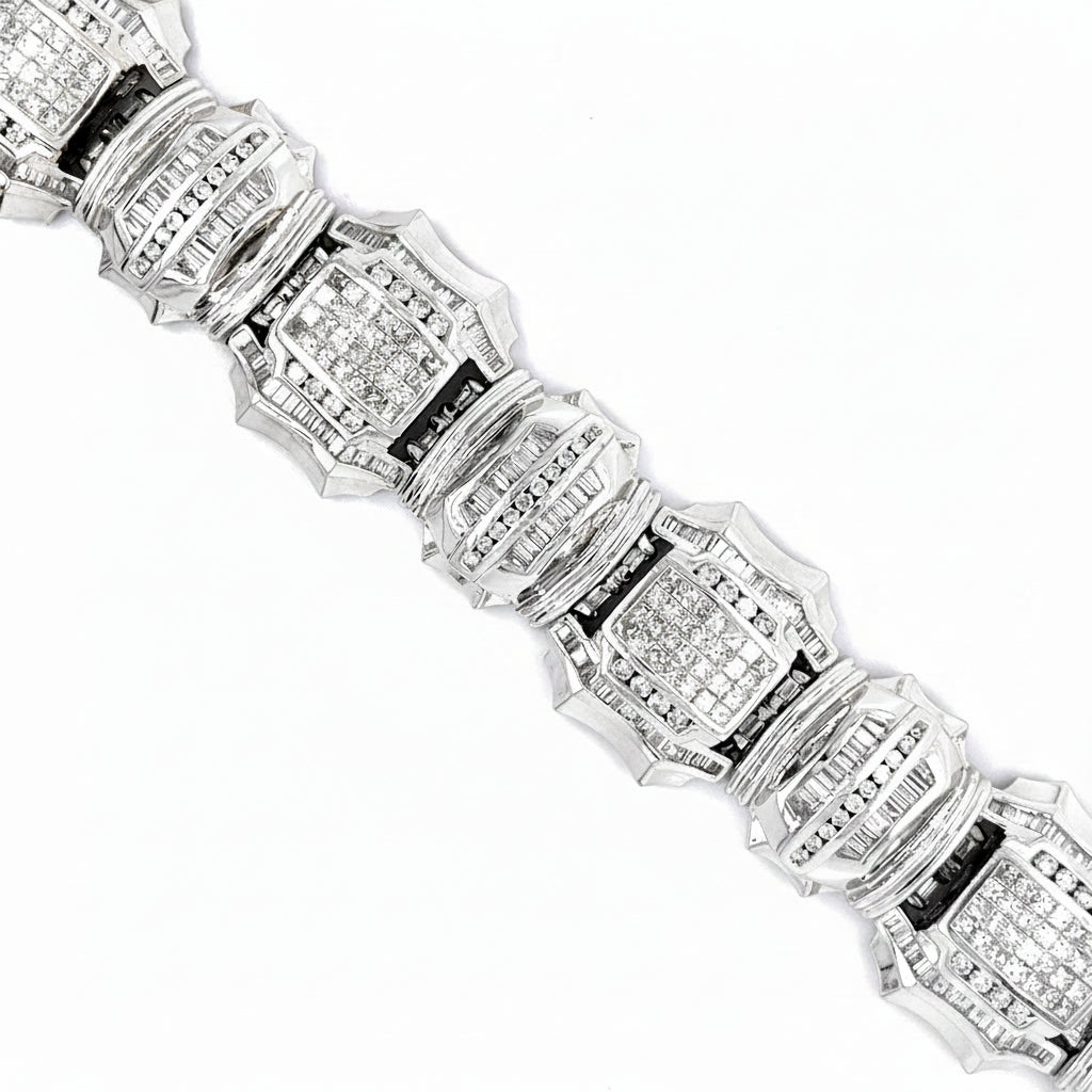 14KT WHITE GOLD DIAMOND MEN'S BRACELET