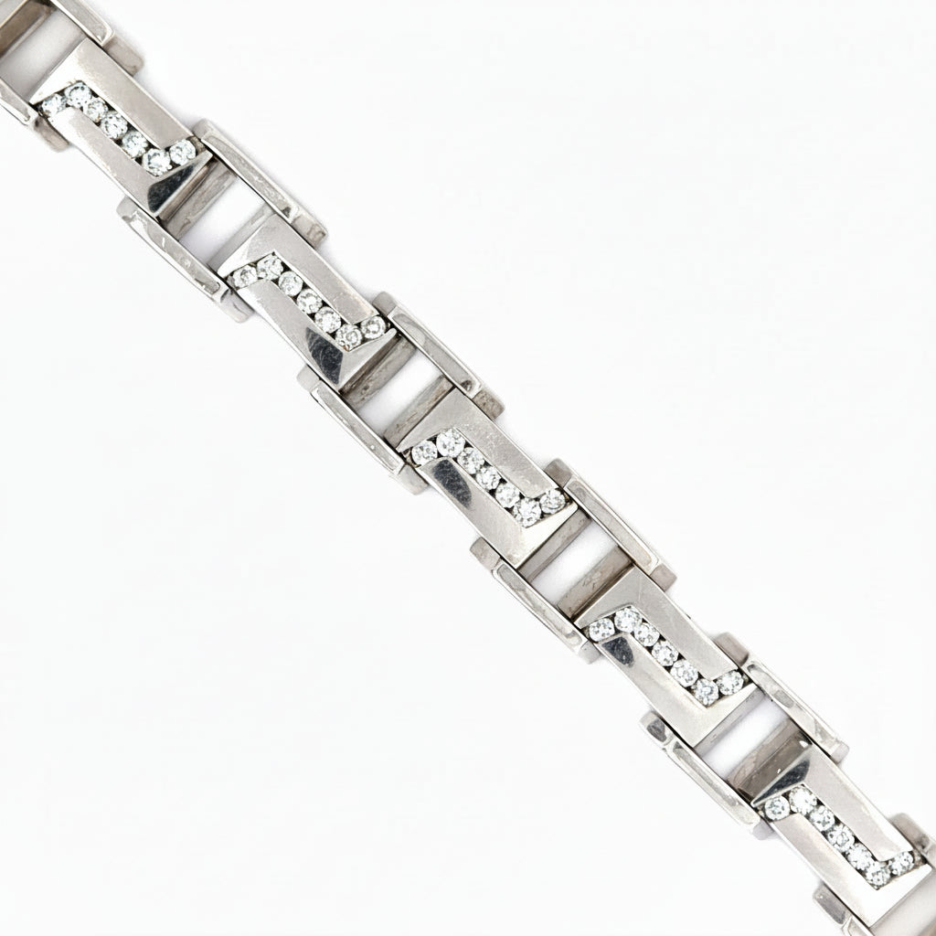 14KT WHITE GOLD CONTEMPORARY STYLE FANCY DIAMOND BRACELET