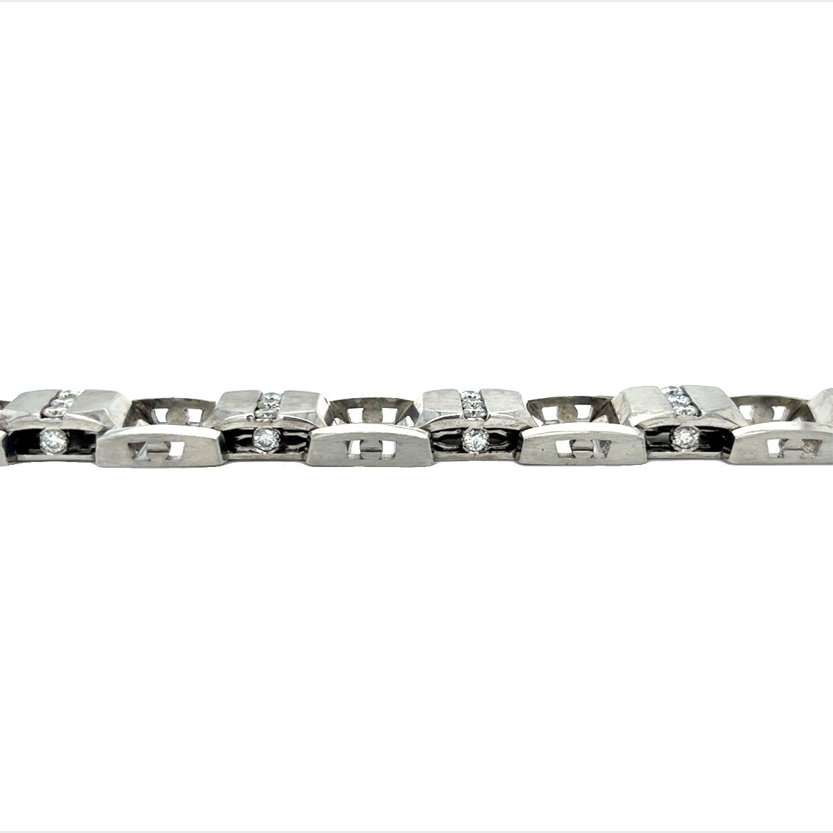 14KT WHITE GOLD FANCY DIAMOND MEN'S BRACELET