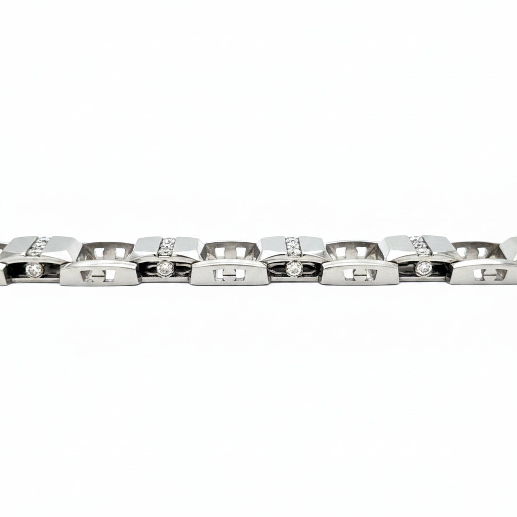 14KT WHITE GOLD FANCY DIAMOND MEN'S BRACELET
