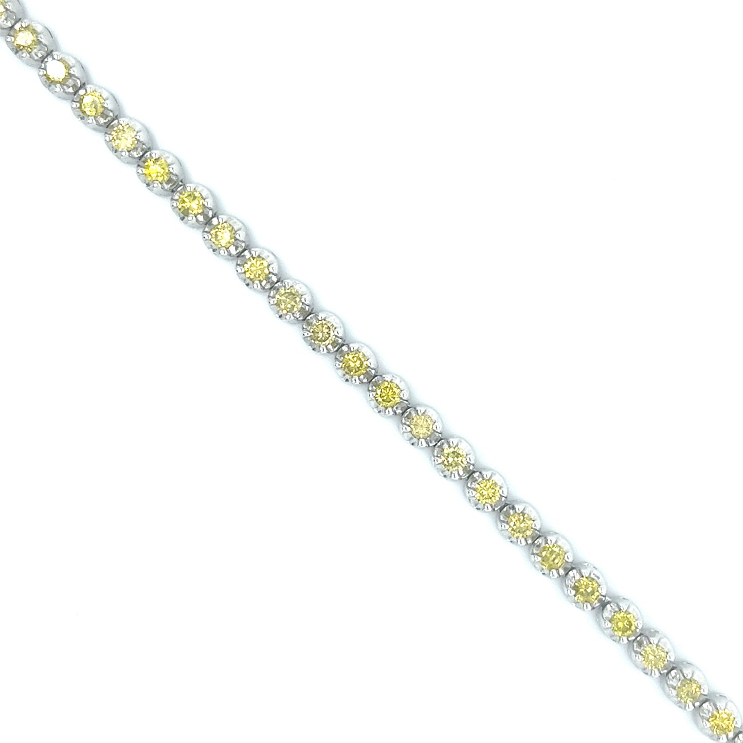 14KT WHITE GOLD YELLOW DIAMOND TENNIS BRACELET