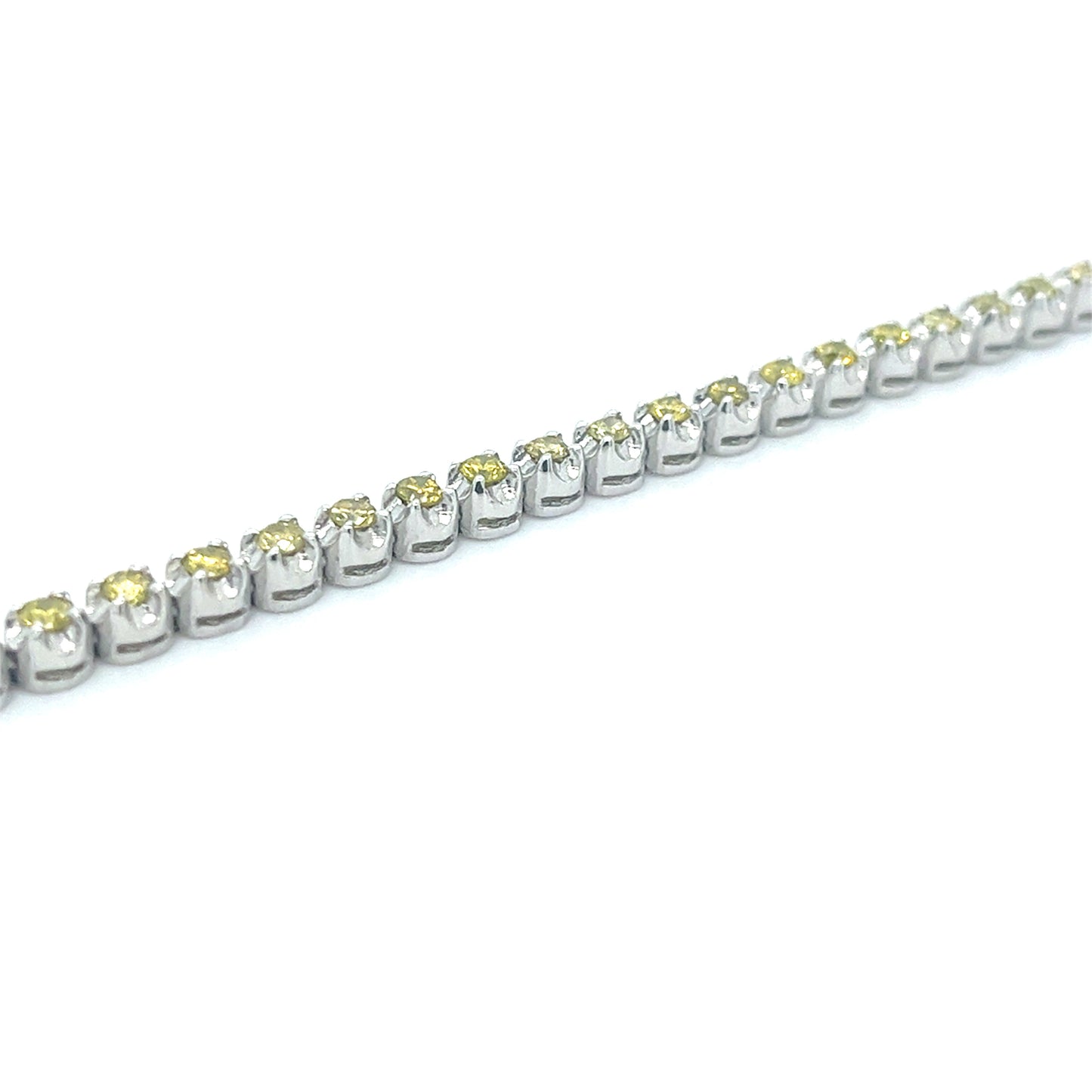 14KT WHITE GOLD YELLOW DIAMOND TENNIS BRACELET