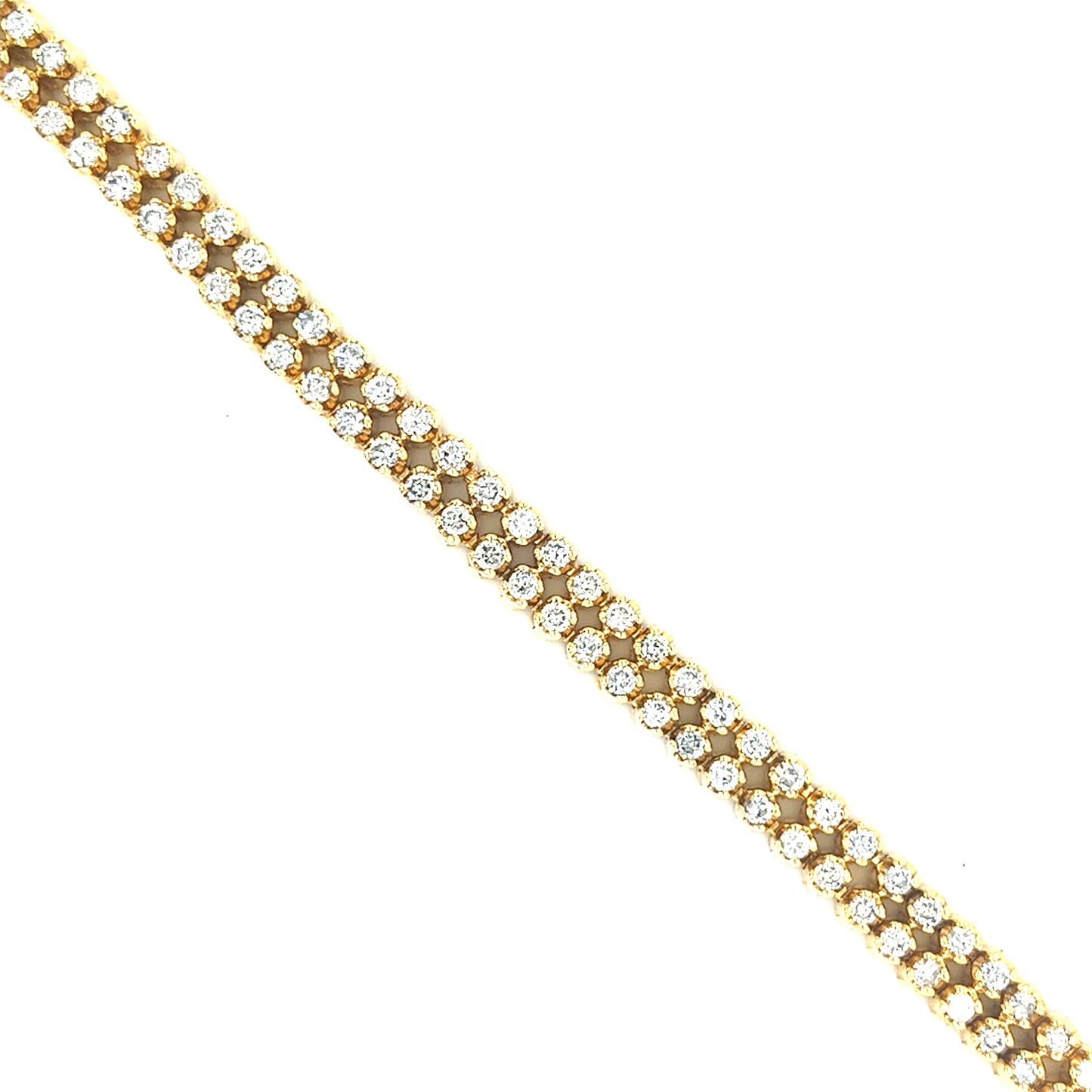 14KT YELLOW GOLD DIAMOND TENNIS DOUBLE ROW BRACELET
