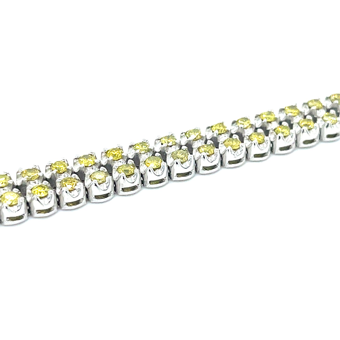 14KT WHITE GOLD YELLOW DIAMOND 2 ROWS TENNIS BRACELET