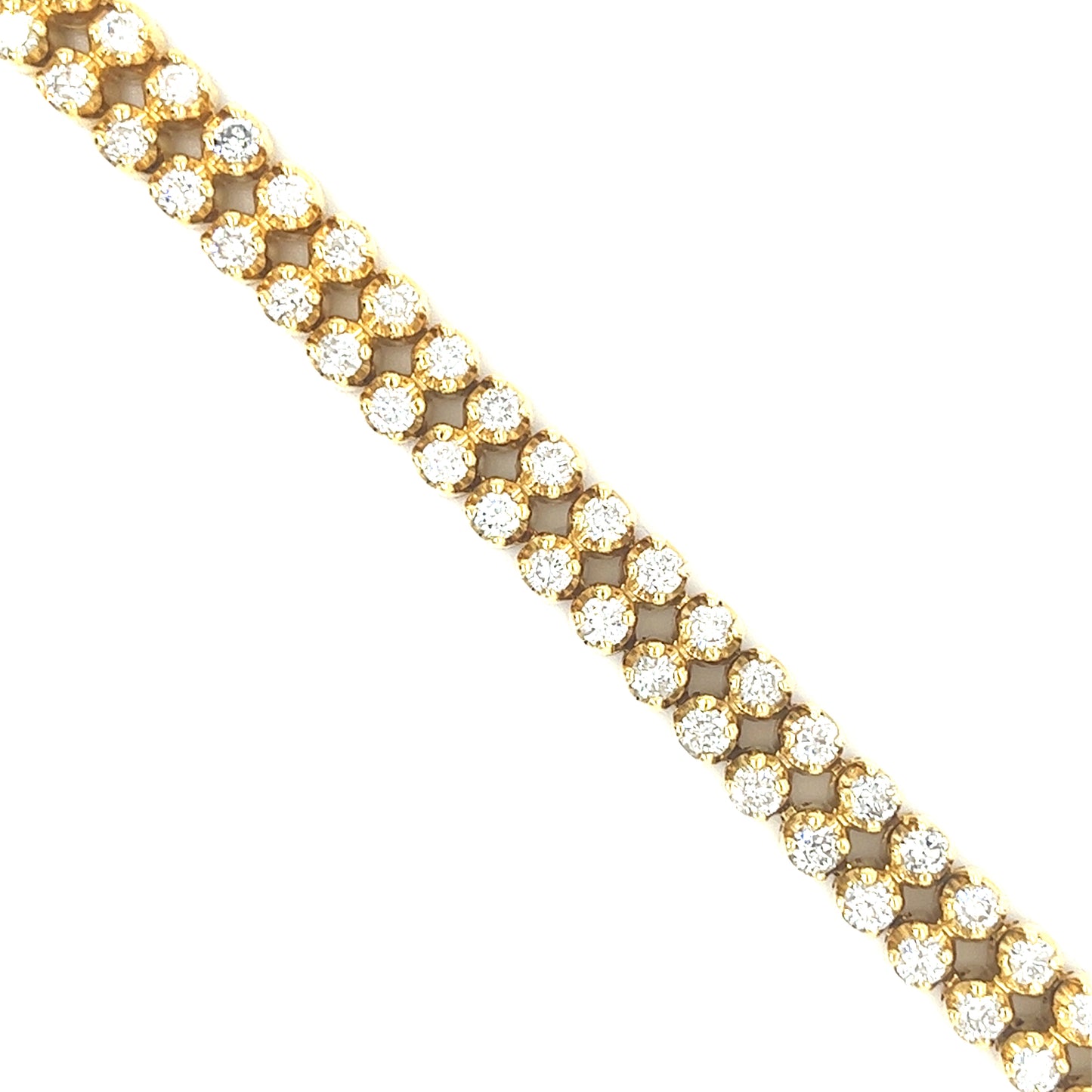 14KT YELLOW GOLD 2 ROWS DIAMOND TENNIS BRACELET