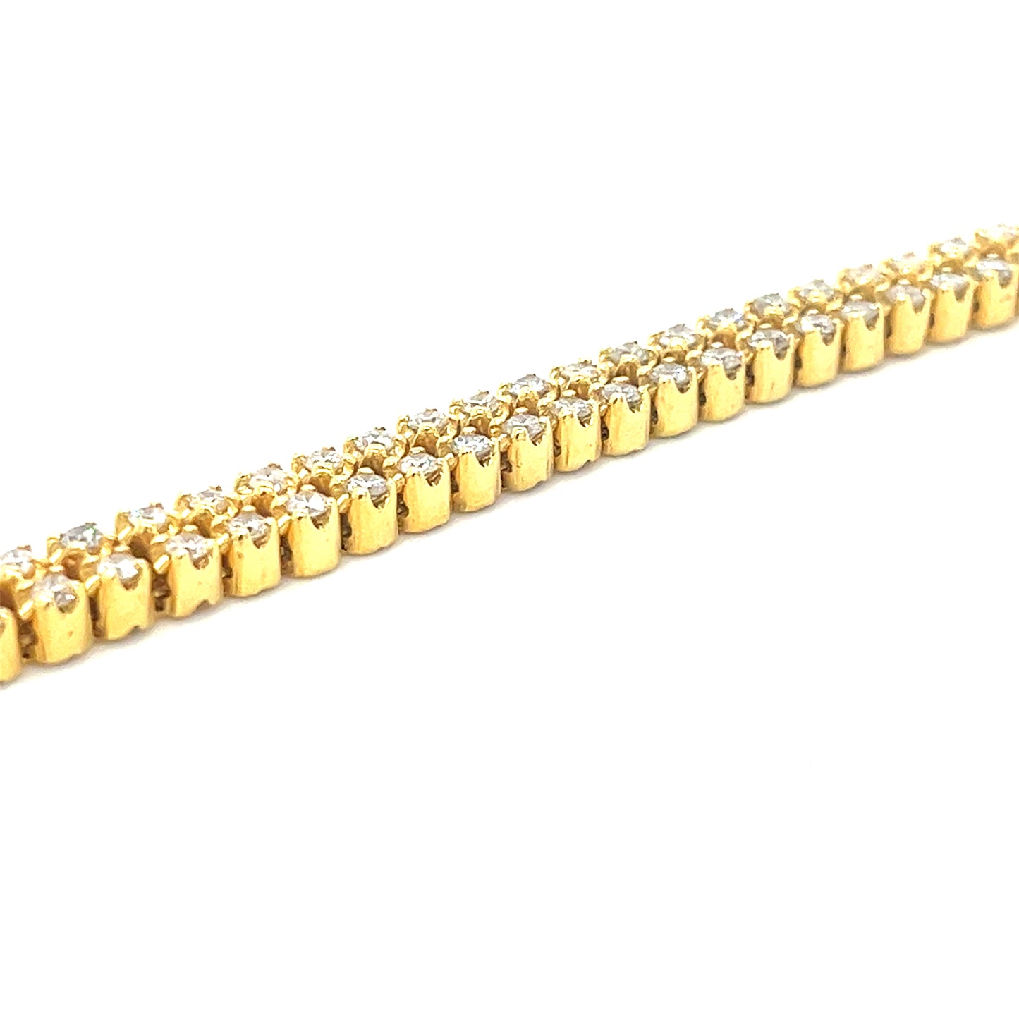 14KT YELLOW GOLD 2 ROWS DIAMOND TENNIS BRACELET