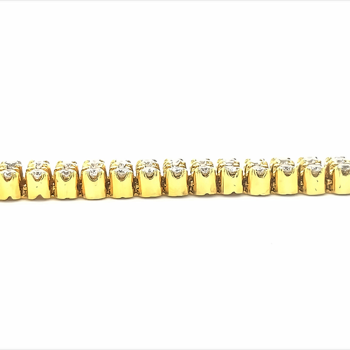 14KT YELLOW GOLD 2 ROWS DIAMOND TENNIS BRACELET