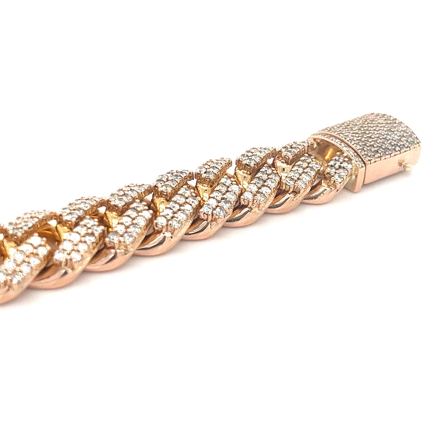 10KT YELLOW GOLD DIAMOND CUBAN LINK BRACELET WITH DIAMOND LOCK