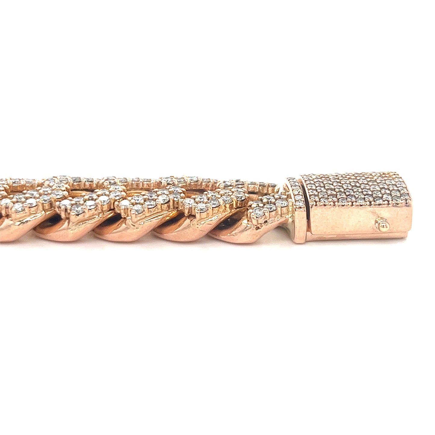 10KT YELLOW GOLD DIAMOND CUBAN LINK BRACELET WITH DIAMOND LOCK