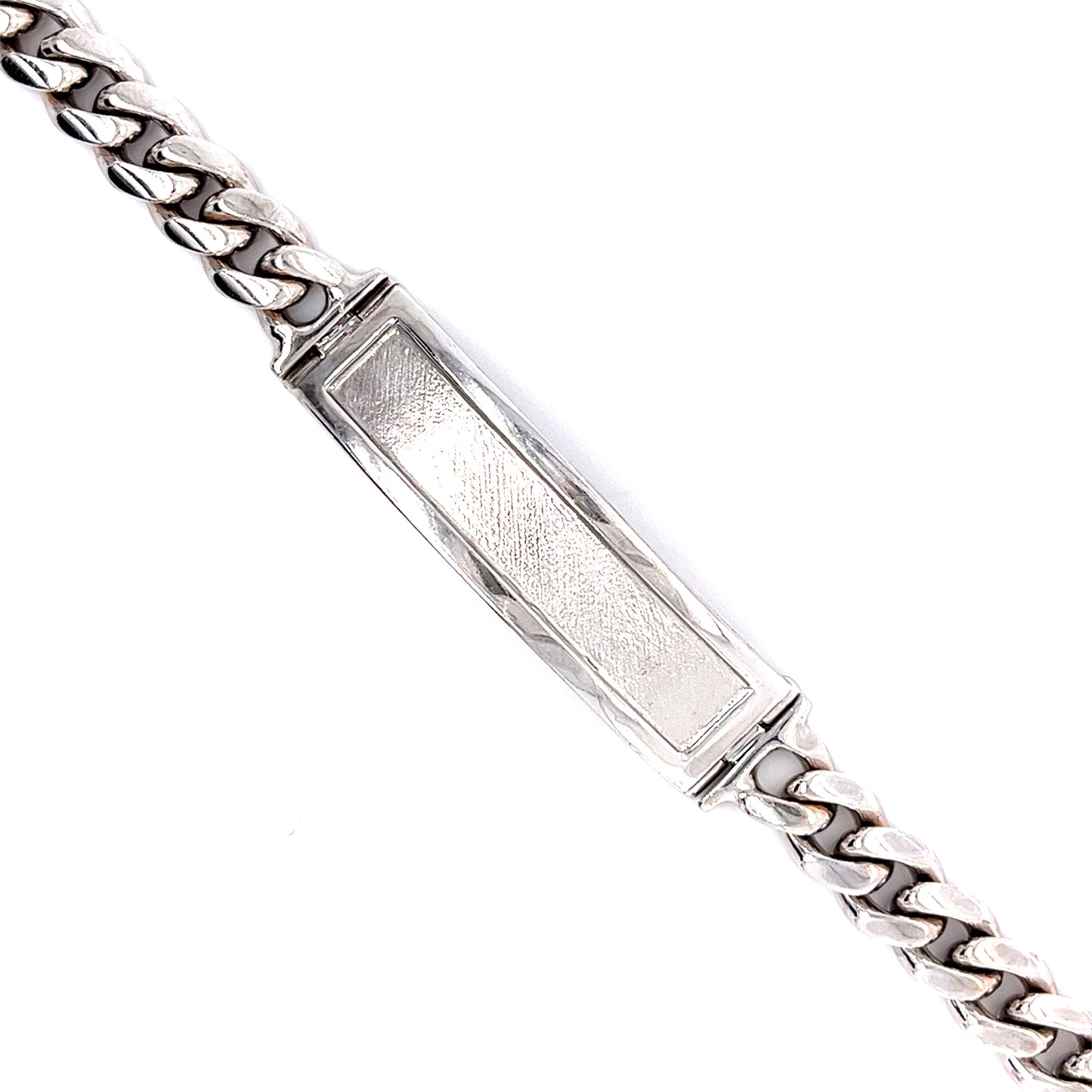 14KT WHITE GOLD CUBAN LINK ID BRACELET