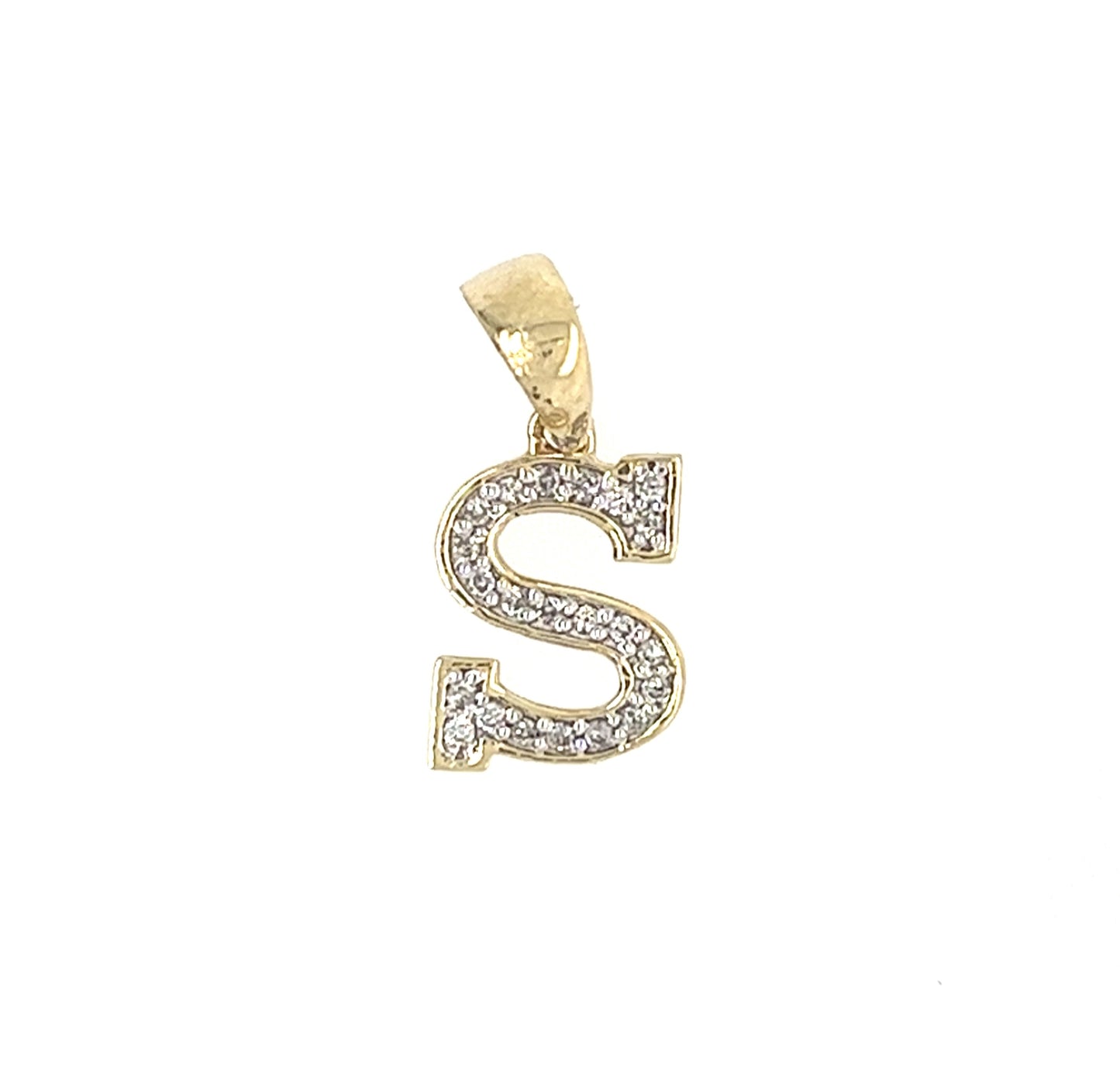 10KT YELLOW GOLD DIAMOND INITIAL "S"