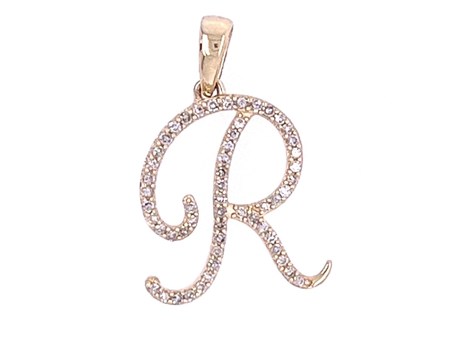 10KT YELLOW GOLD DIAMOND INITIAL "R"