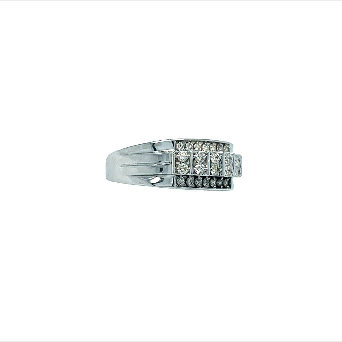 10KT WHITE GOLD FANCY DIAMOND MENS BAND