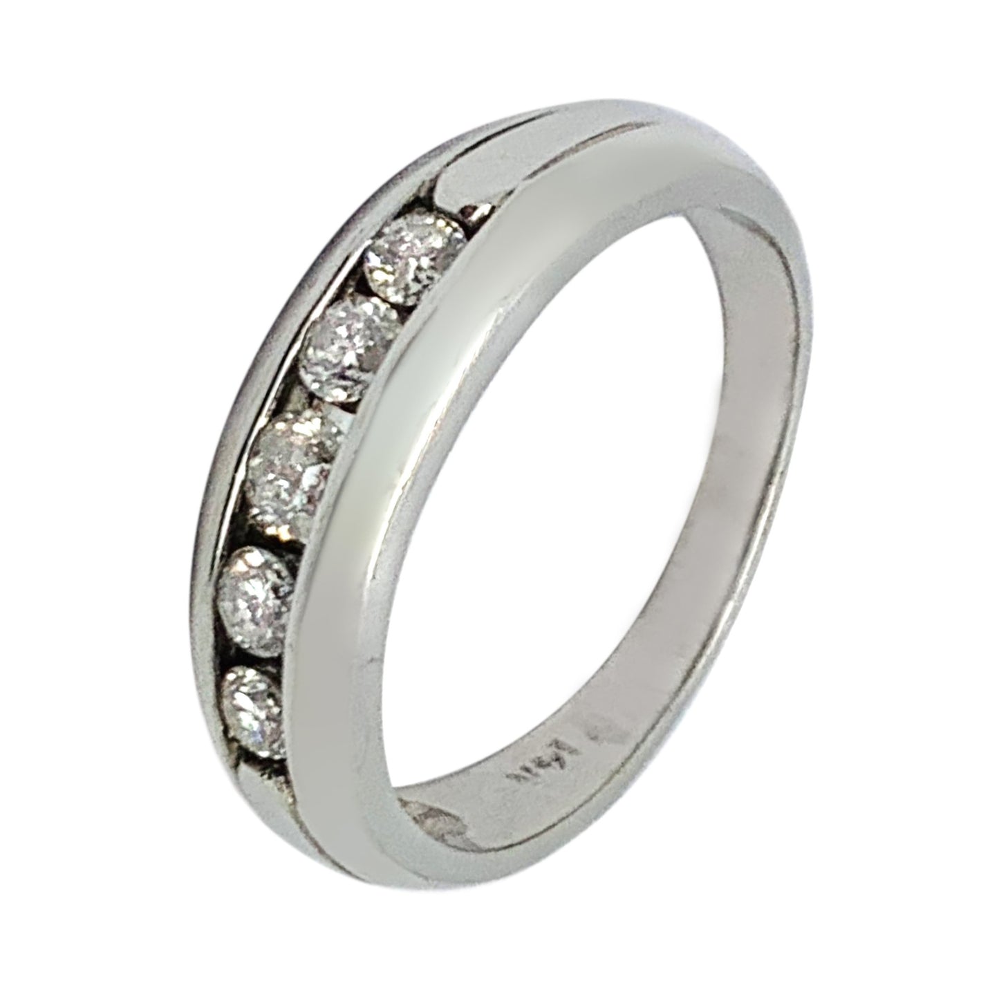 14 KT WHITE GOLD 5 STONES ROUND DIAMOND RING - 0.51 CT