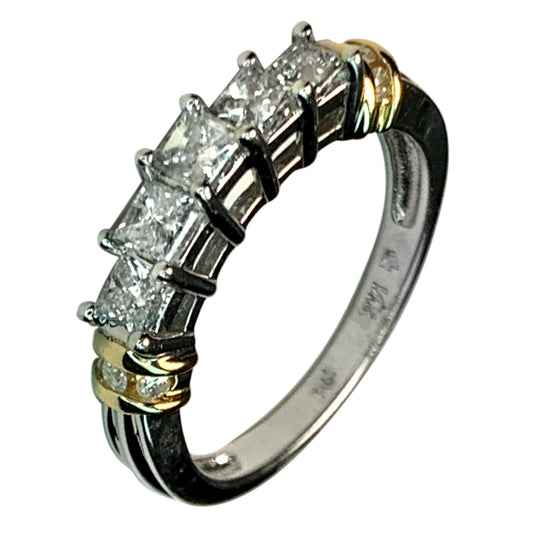 14 KT TT GOLD 5 STONES DIAMOND RING - 0.85 CT