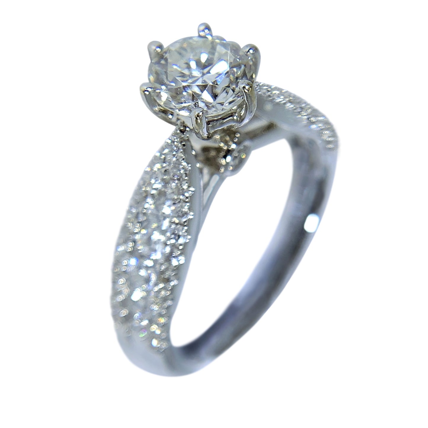 18 KT WHITE GOLD - WOMENS DIAMOND RING - 1.58 CT