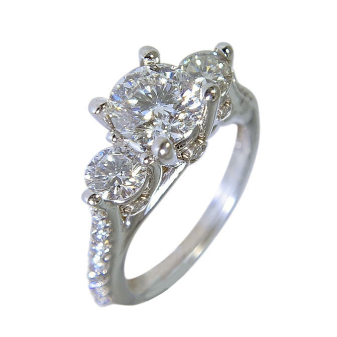 14 KT WHITE GOLD - PRESENT PAST & FUTURE ENGAGEMENT RING - 0.55 CT