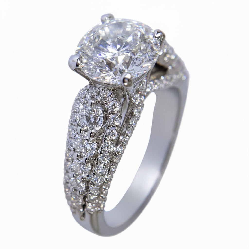 18K WHITE GOLD WOMENS DIAMOND RING - 1.29 CT