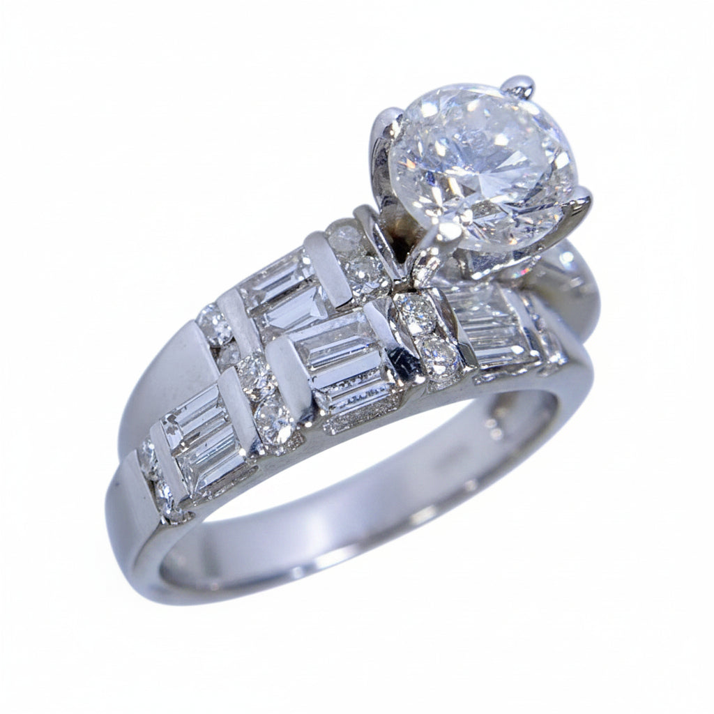 18K WHITE GOLD - WOMENS DIAMOND RING - SET - 1.88 CT