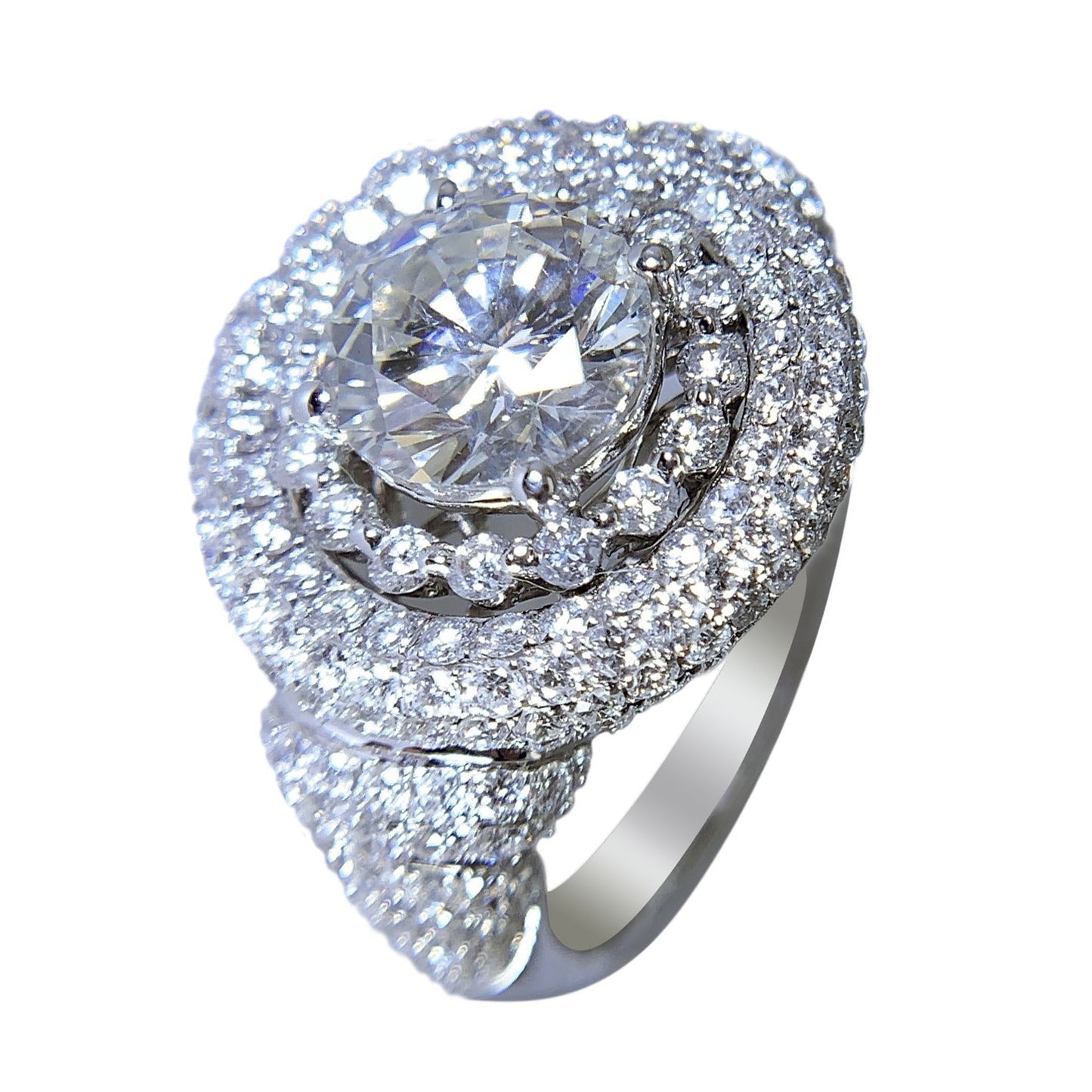 18 KT WHITE GOLD - WOMENS DIAMOND RING - 3.46 CT