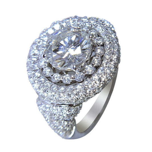 18 KT WHITE GOLD - WOMENS DIAMOND RING - 3.46 CT
