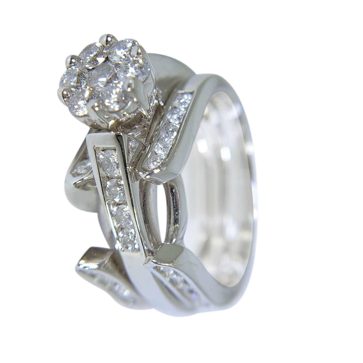 14 KT WHITE GOLD - ROUND DIAMOND INSERT RING - 2.01 CT